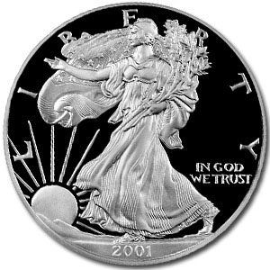 5 x 2001 USA 1oz Silver Proof EAGLE